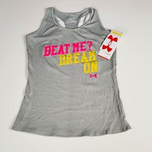 NWT- Under Armour- Youth Girl- Fitted Tank Top - Gray - Size L